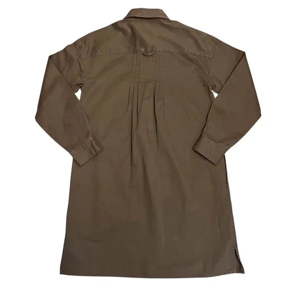 MADEWELL Mini Shirtdress Loden Olive Green 100% Cotton Button Up Boho Casual XS - Picture 6 of 9